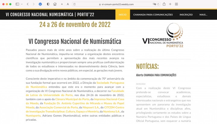 VI CONGRESSO NACIONAL DE NUMISM�TICA - Abertura de Inscri��es