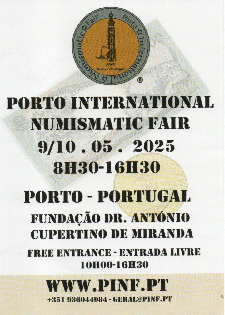 7ª edição da Porto International Numismatic Fair, 9-10 de MAIO
